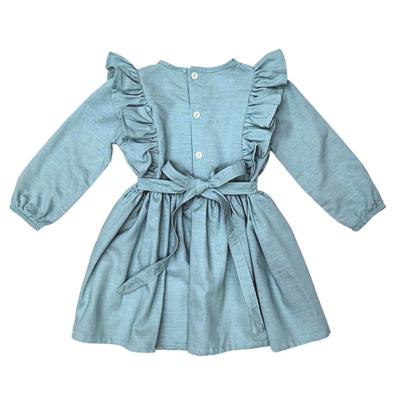 Long Sleeve Turquoise Frill Dress