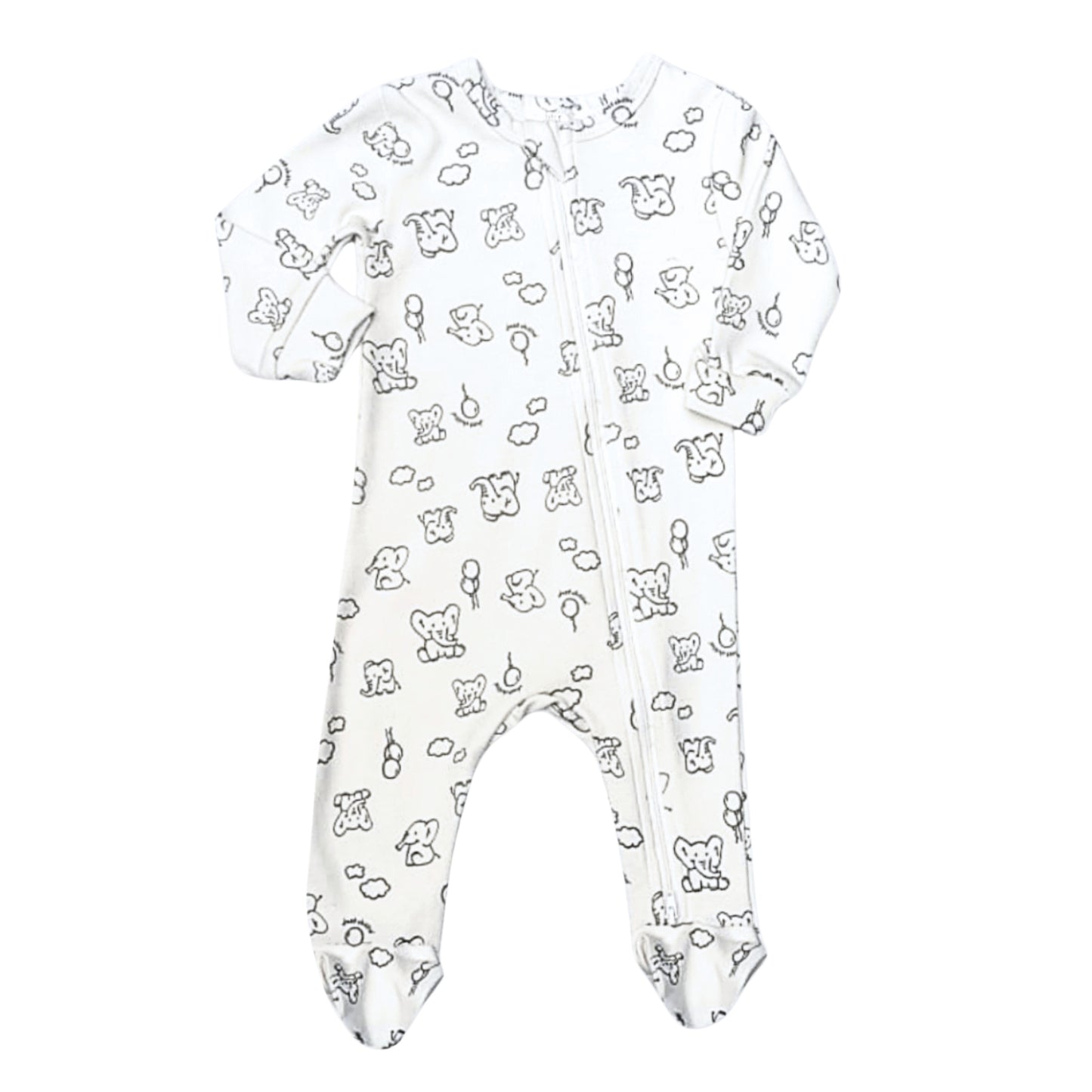 White Charcoal Ellies Babygrow