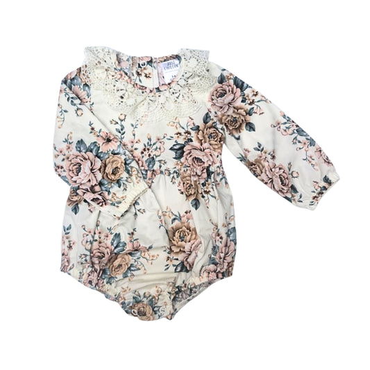 Cream Floral Long Sleeve Romper