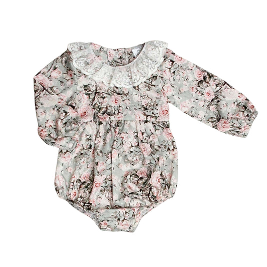 Mint Floral Long Sleeve Romper