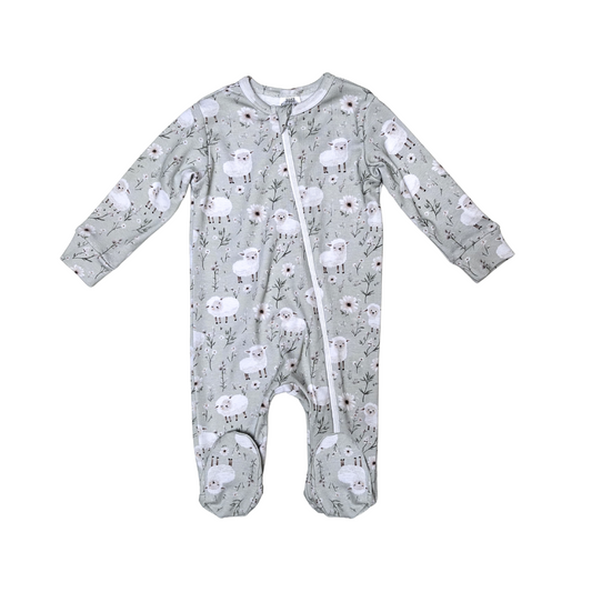 Mint Sheep Zip Babygrow