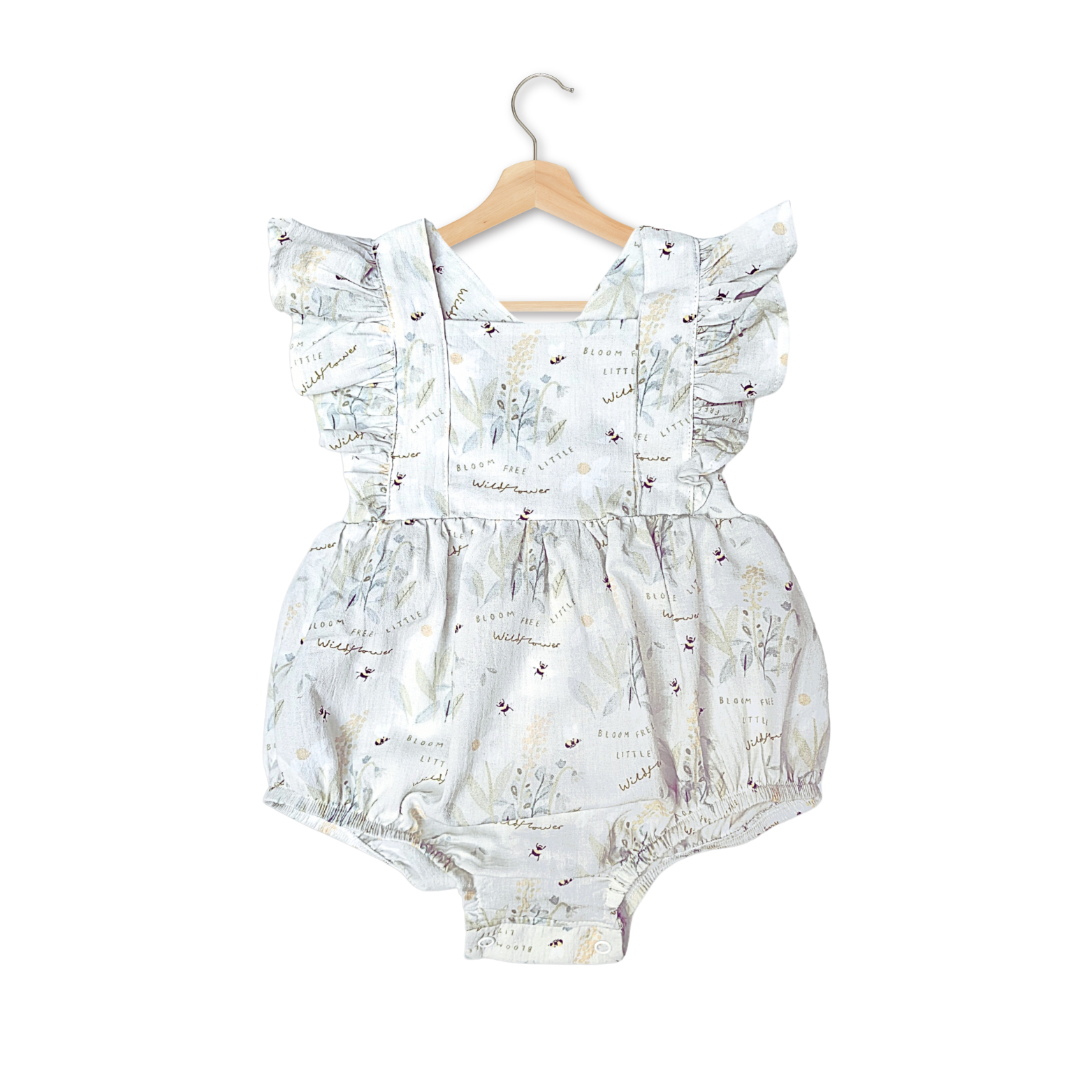 Baby Girls White Wildflower Frilly Onesie