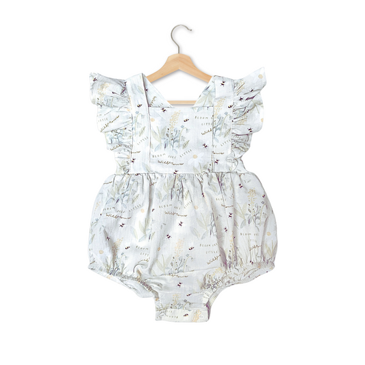 Baby Girls White Wildflower Frilly Onesie