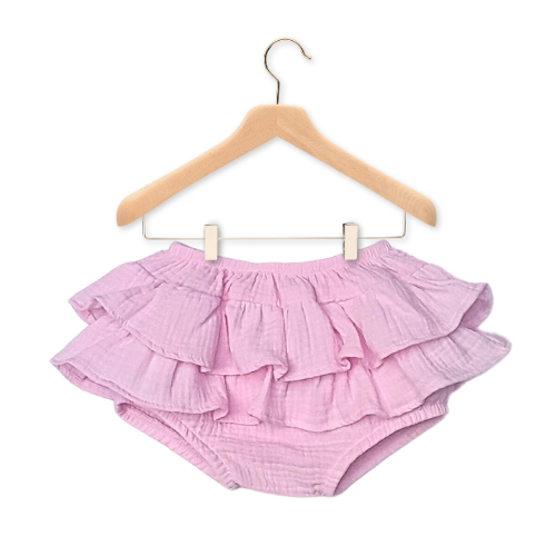 Pink Muslin Frilly Diaper Cover