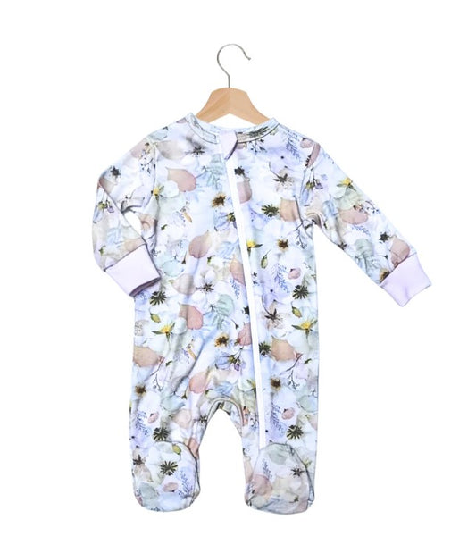 Pink Pressed Flowers Babygrow